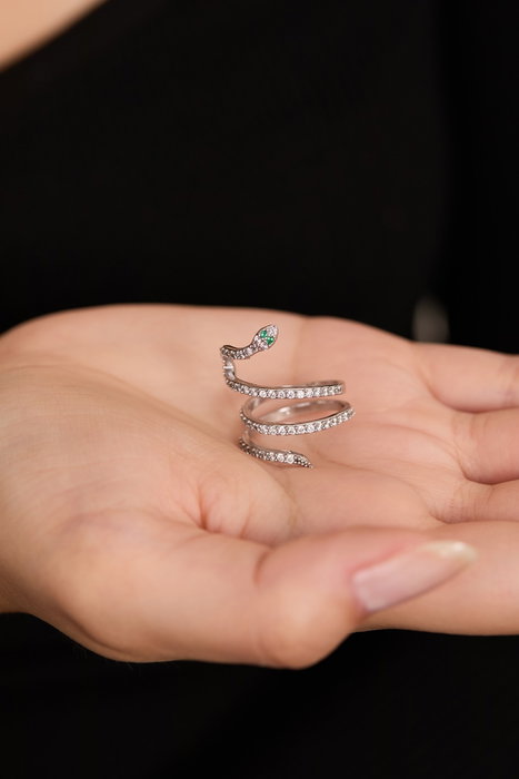 Heliophilia Silver Anillo de Metal en Plata con Circonia
